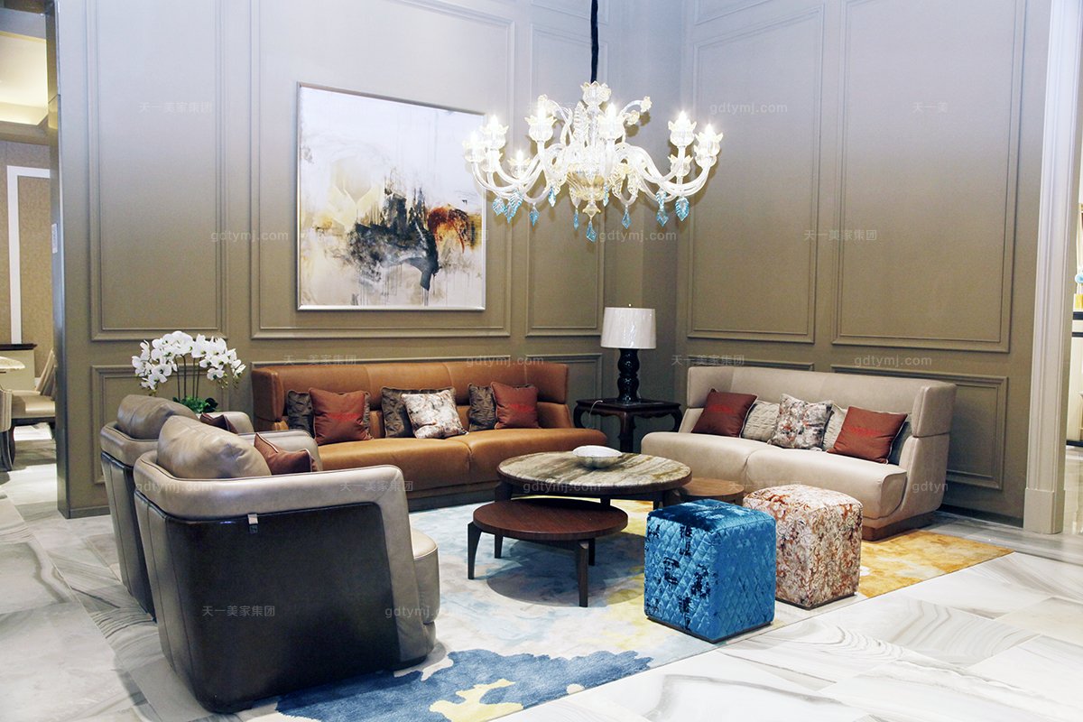 名贵奢华会所家具品牌客厅真皮沙发系列
