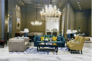高端奢华星级酒店家具自然主义真皮客厅沙发系列