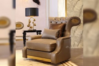 奢华别墅家具品牌高端样板间家具轻奢后现代头层真皮时尚单位沙发