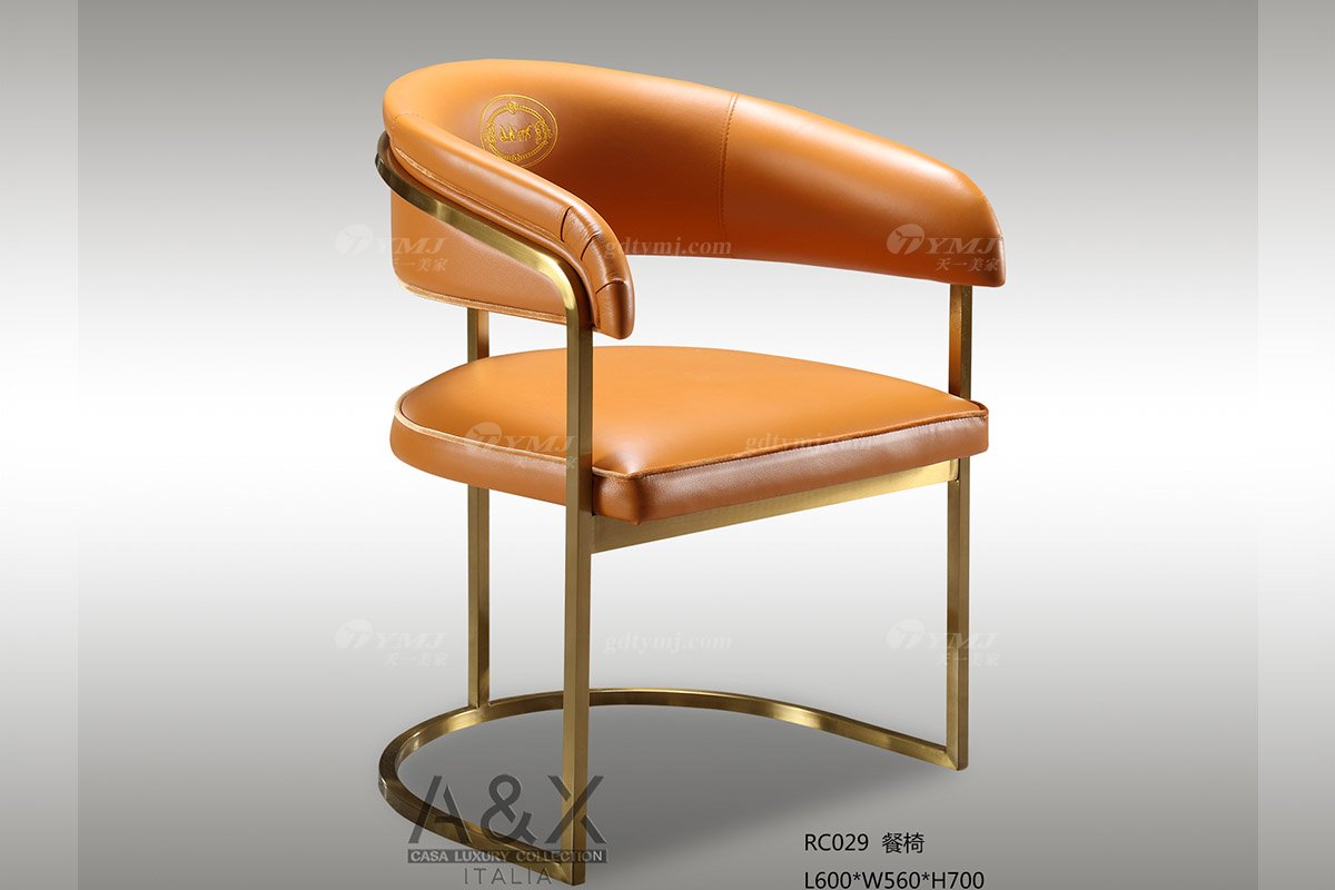 奢华会所家具品牌高端样板间家具轻奢后现代时尚爱马仕橙头层皮吧椅吧椅