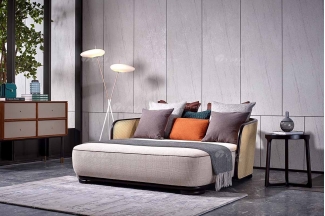 高端会所家具品牌奢华样板房家具轻奢新中式风格高弹高密度海绵布艺沙发床系列