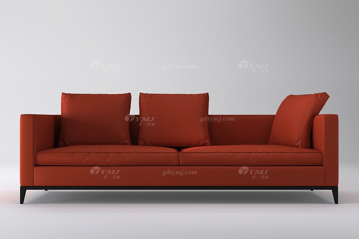 意式极简风格高端别墅豪宅家具品牌现代轻奢客厅时尚红色真皮三位沙发
