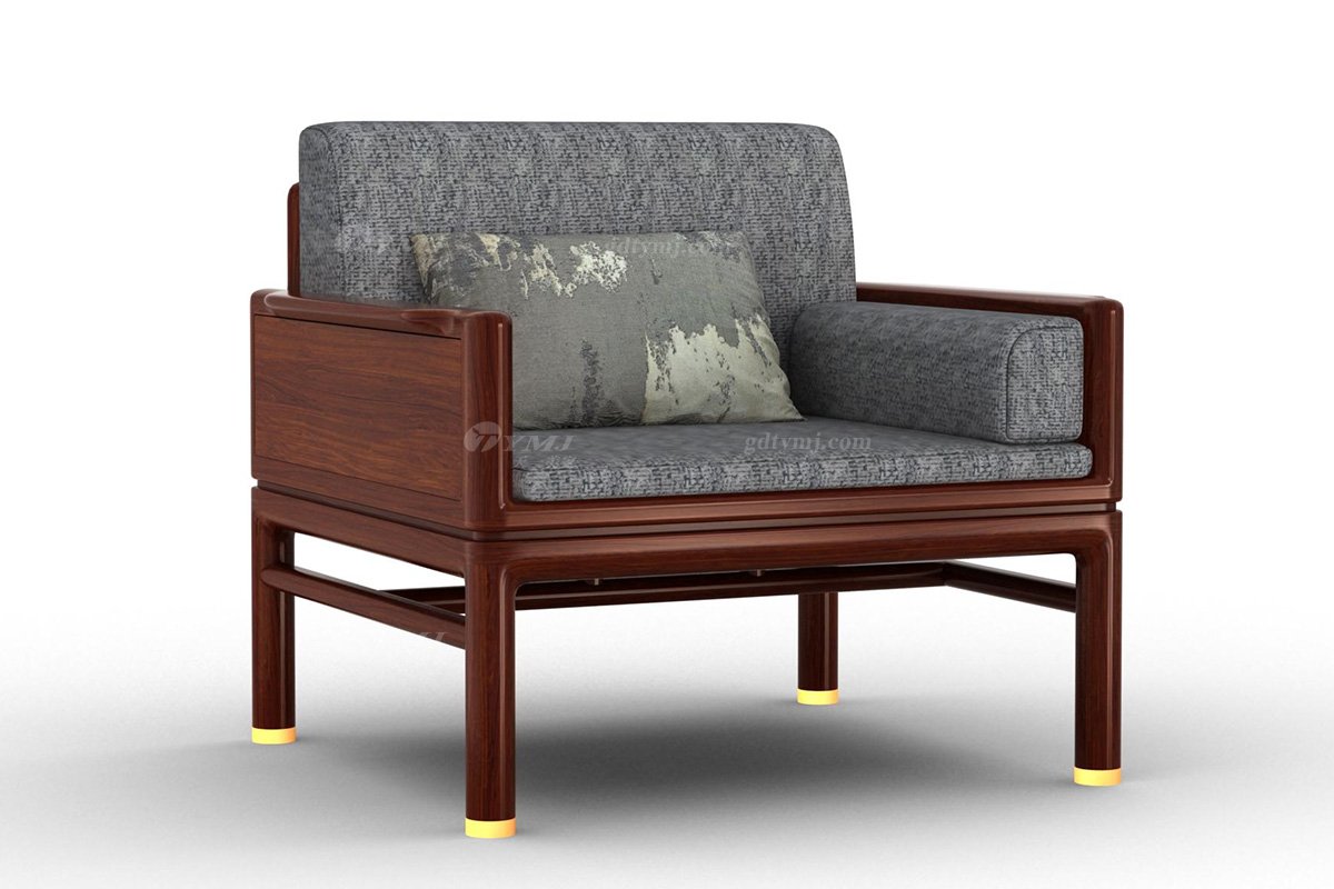 时尚新中式办公家具风格品牌家具高端简约大气刺猬紫檀实木+布艺单位沙发