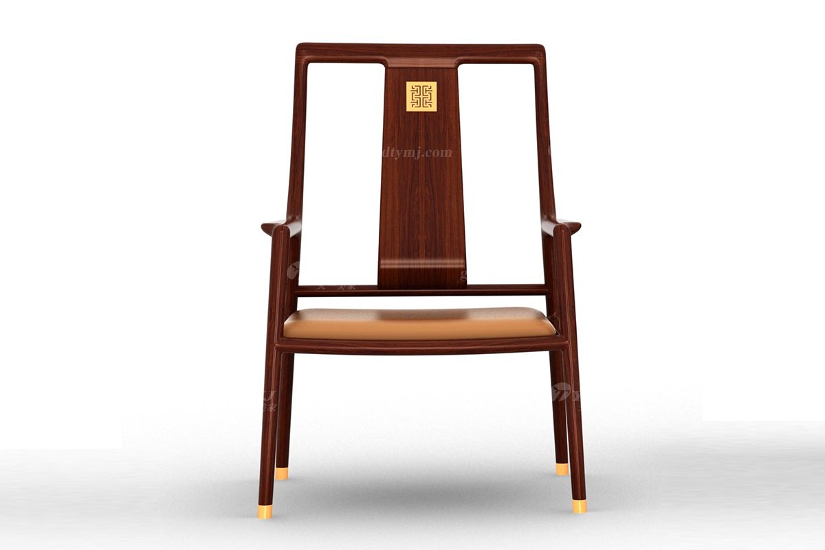 新中式办公家具风格高端品牌家具简约时尚大气实木安哥拉紫檀茶椅