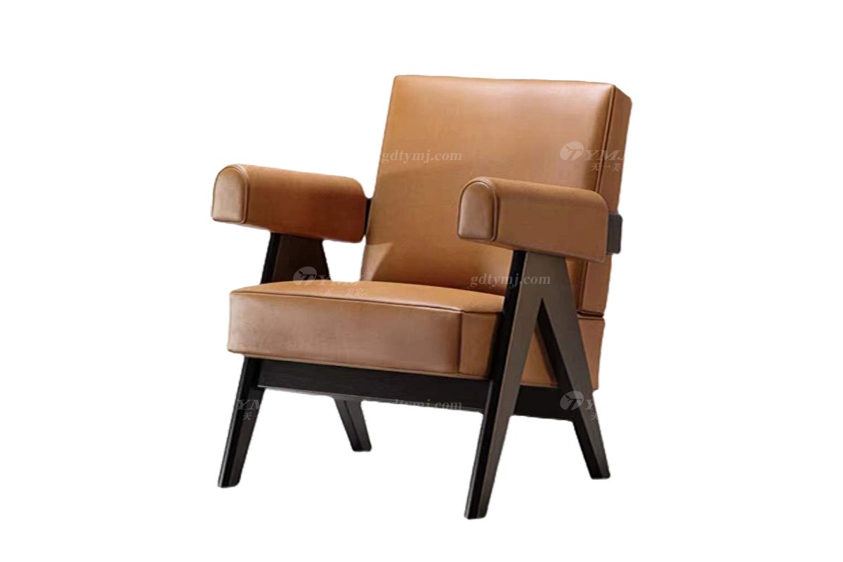 极简风格家具别墅会所舒适高级时尚家用创意棕色休闲椅